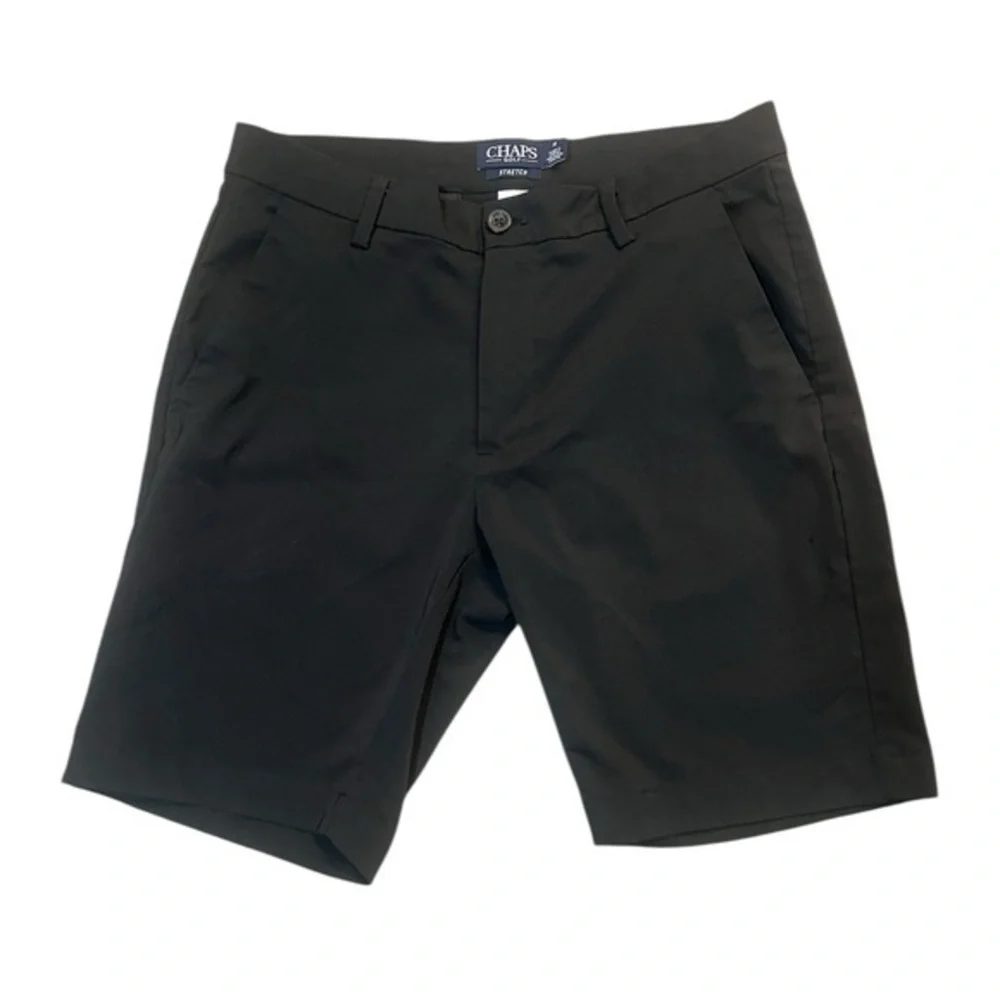 Chaps Men's Black Flat Front Golf Stretch Shorts Size 32